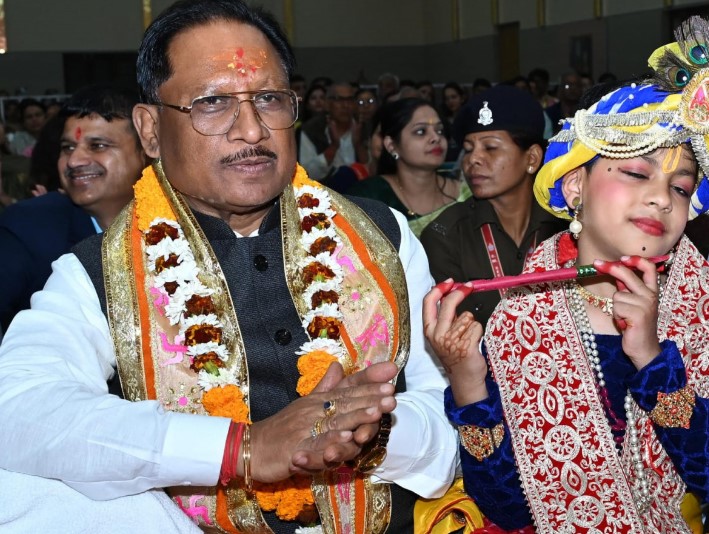 मुख्यमंत्री श्रीमद्भागवत कथा में हुए शामिल
