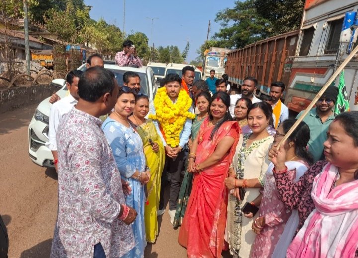 युवा संवाद कार्यक्रम के तहत नवनियुक्त युवा मोर्चा जिलाध्यक्ष राहुल असरानी का बचेली–किरंदुल में भव्य स्वागत |