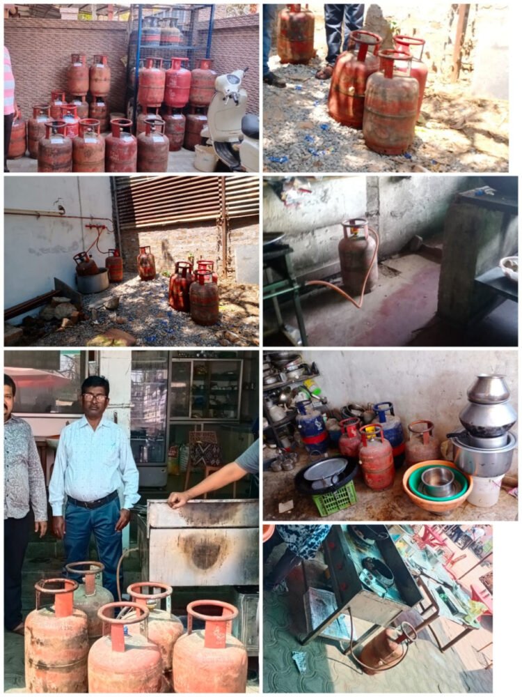 गरियाबंद में घरेलू गैस सिलेंडरों के दुरुपयोग पर छापेमारी, 19 सिलेंडर जब्त