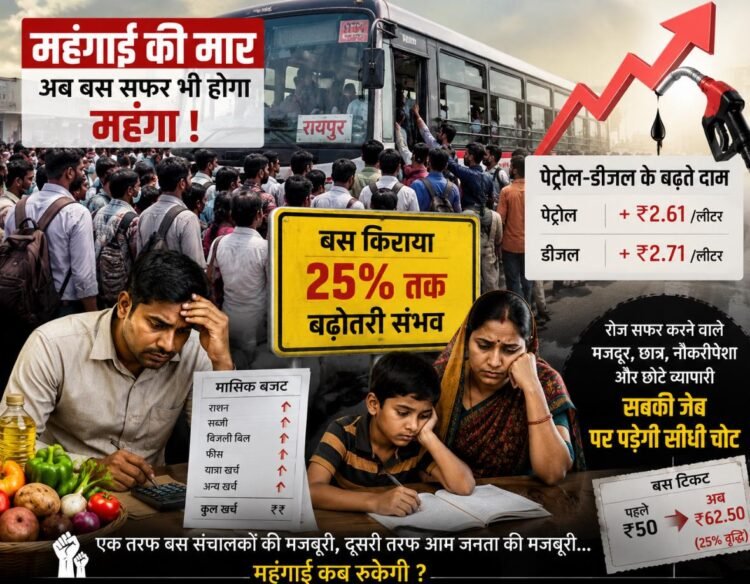 महंगाई की आग में झुलस रही जनता: अब बस सफर भी होगा महंगा, आम आदमी के मासिक बजट पर पड़ेगी सीधी चोट