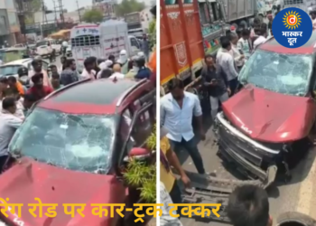 रायपुर रिंग रोड पर कार-ट्रक की जोरदार भिड़ंत, हादसे के बाद लगा लंबा जाम