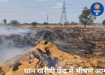 धान खरीदी केंद्र में भीषण आग, 300 बोरा धान जलकर राख; मौके पर पहुंचे कलेक्टर